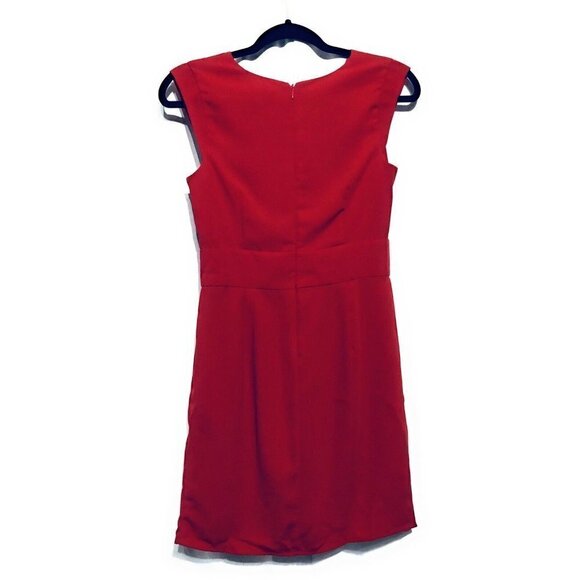 NEW Forever 21 Womens Small Red Dress V Neck Dress Ruffle Holiday - Picture 4 of 6
